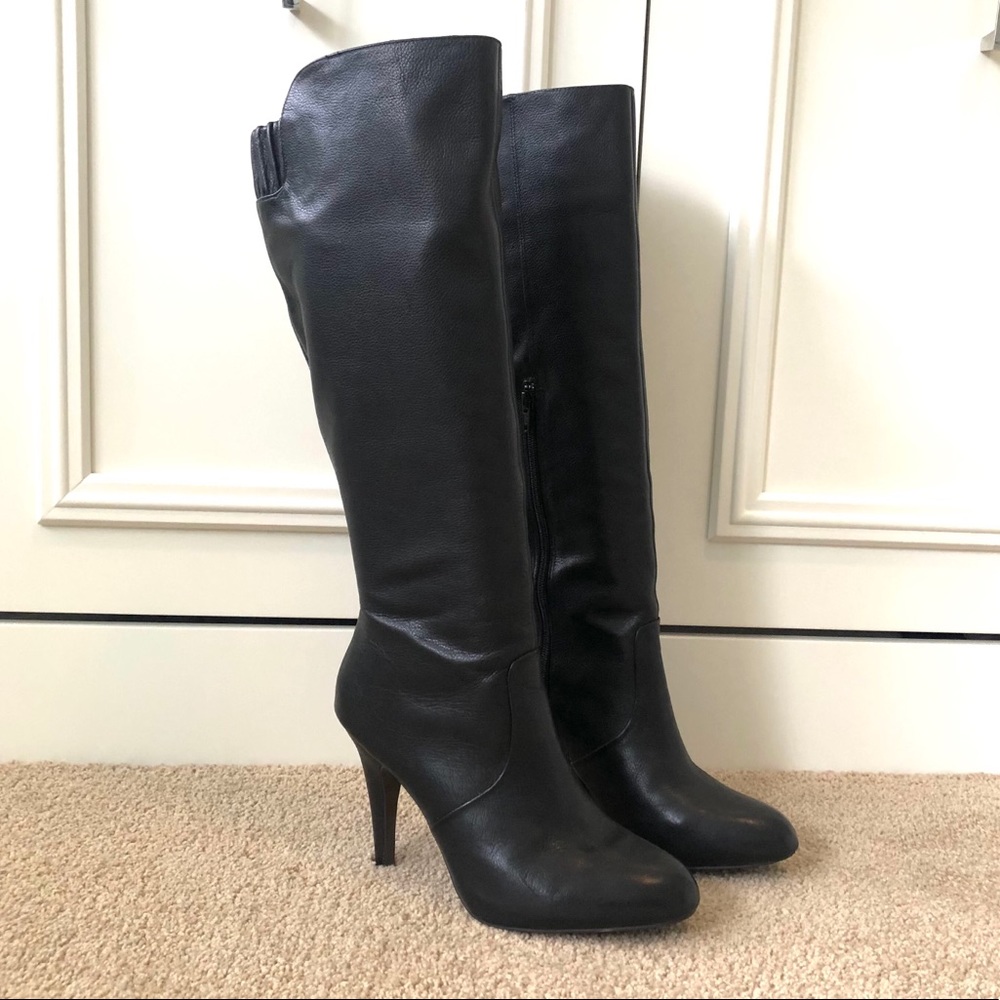 Zara black leather tall boots
